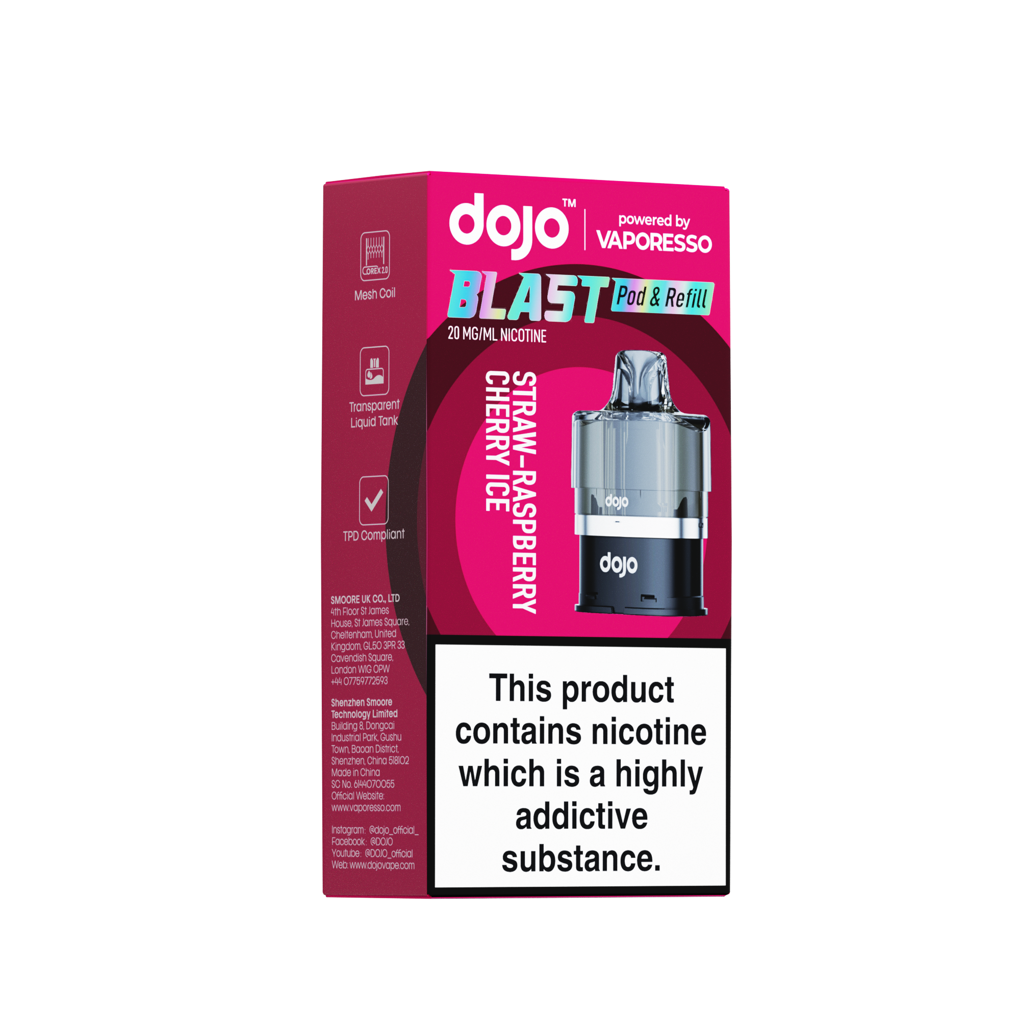 Vaporesso, Dojo - BLAST6000 Pre-filled Pod - Straw-Raspberry Cherry Ice